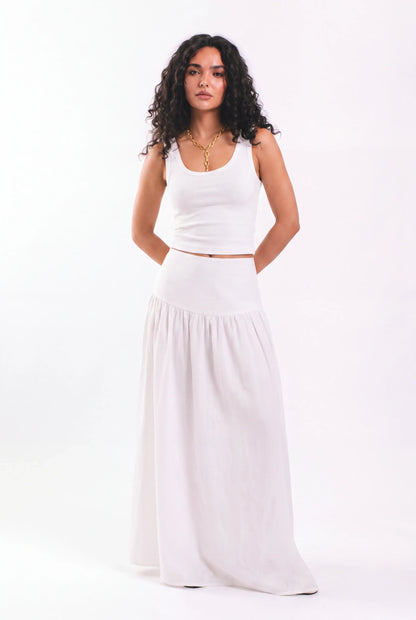 White linen skirt